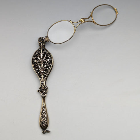 美國古董純銀鍍金便攜式折疊眼鏡 Roniet